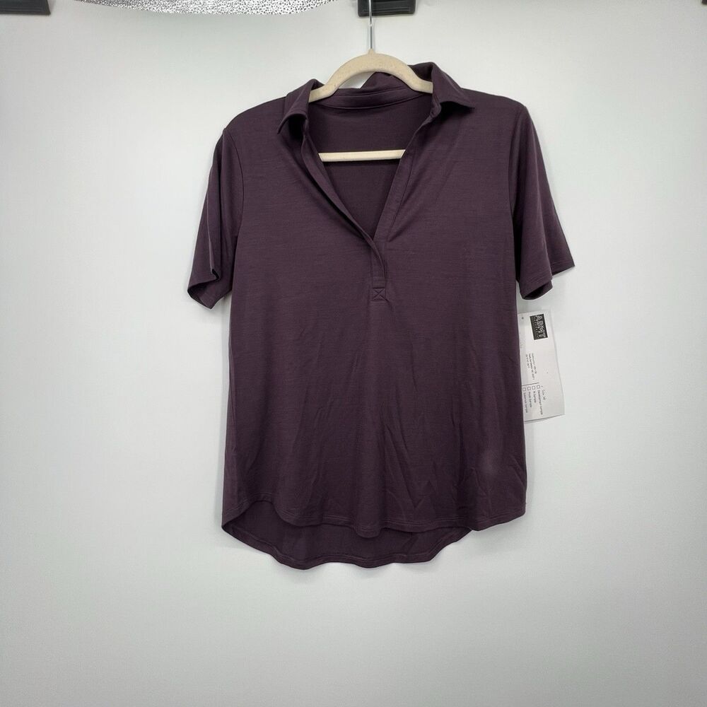Stio Womens Alpin Lightweight Merino Polo SS Size S Athleisure Purple Preppy